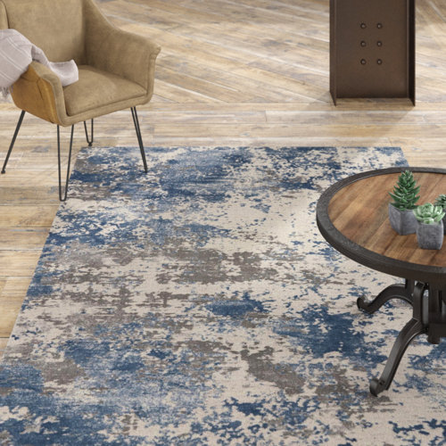 Mercury Row® Kathleen Power Loom Blue/Gray/Cream Rug & Reviews Wayfair